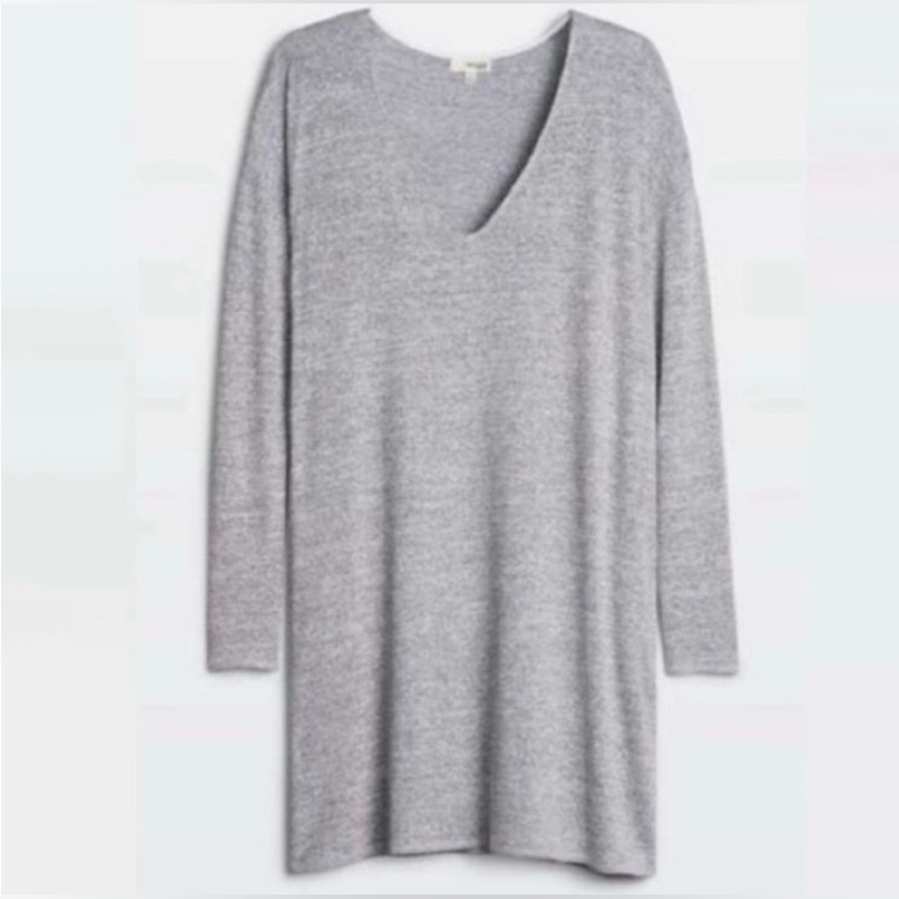 Wilfred Free Heather Gray V-Neck Long Sleeve Dress with Pockets - Picture 1 of 5